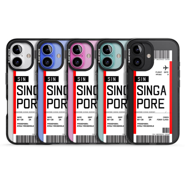 iPhone 16 Pro Max Personalised Singapore Boarding Pass Black Impact Phone Case