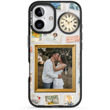 Personalised Vintage Photo Frame Collage Black Impact Phone Case for iPhone 16, iPhone 16 Plus