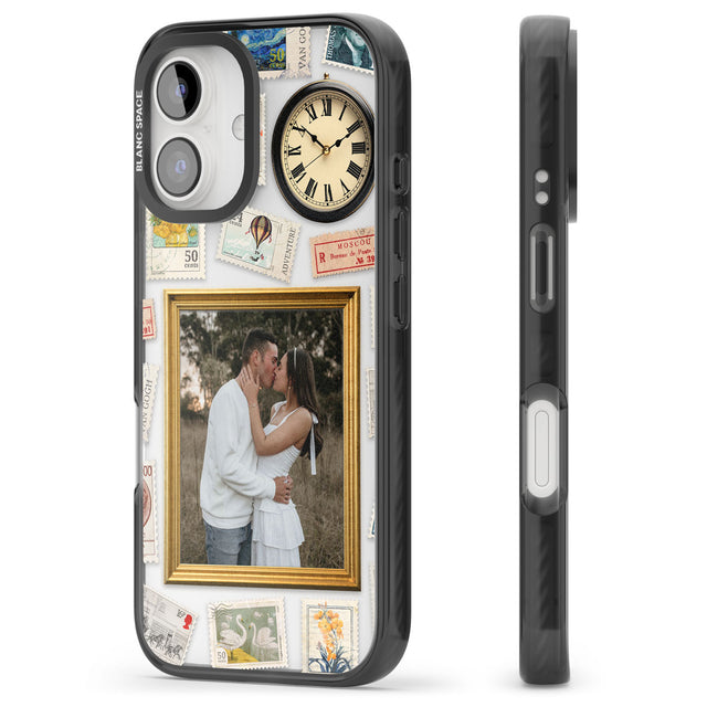 Personalised Vintage Photo Frame Collage Black Impact Phone Case for iPhone 16, iPhone 16 Plus