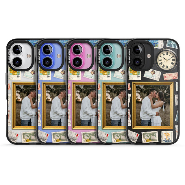 Personalised Vintage Photo Frame Collage Black Impact Phone Case for iPhone 16, iPhone 16 Plus