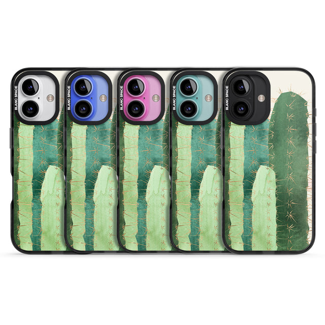 iPhone 16 Pro Max Large Cacti Mix Design Black Impact Phone Case