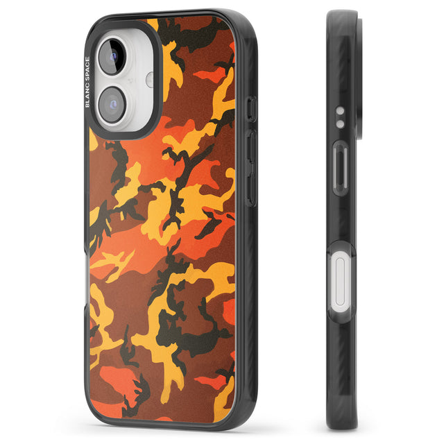 iPhone 16 Pro Max Orange Camo Black Impact Phone Case