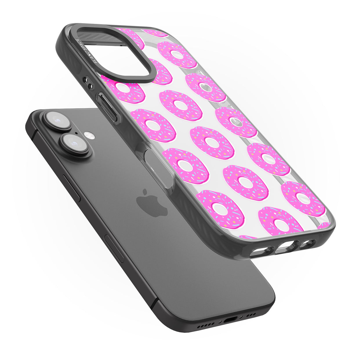 iPhone 16 Pro Max Pink Donut Pattern Black Impact Phone Case