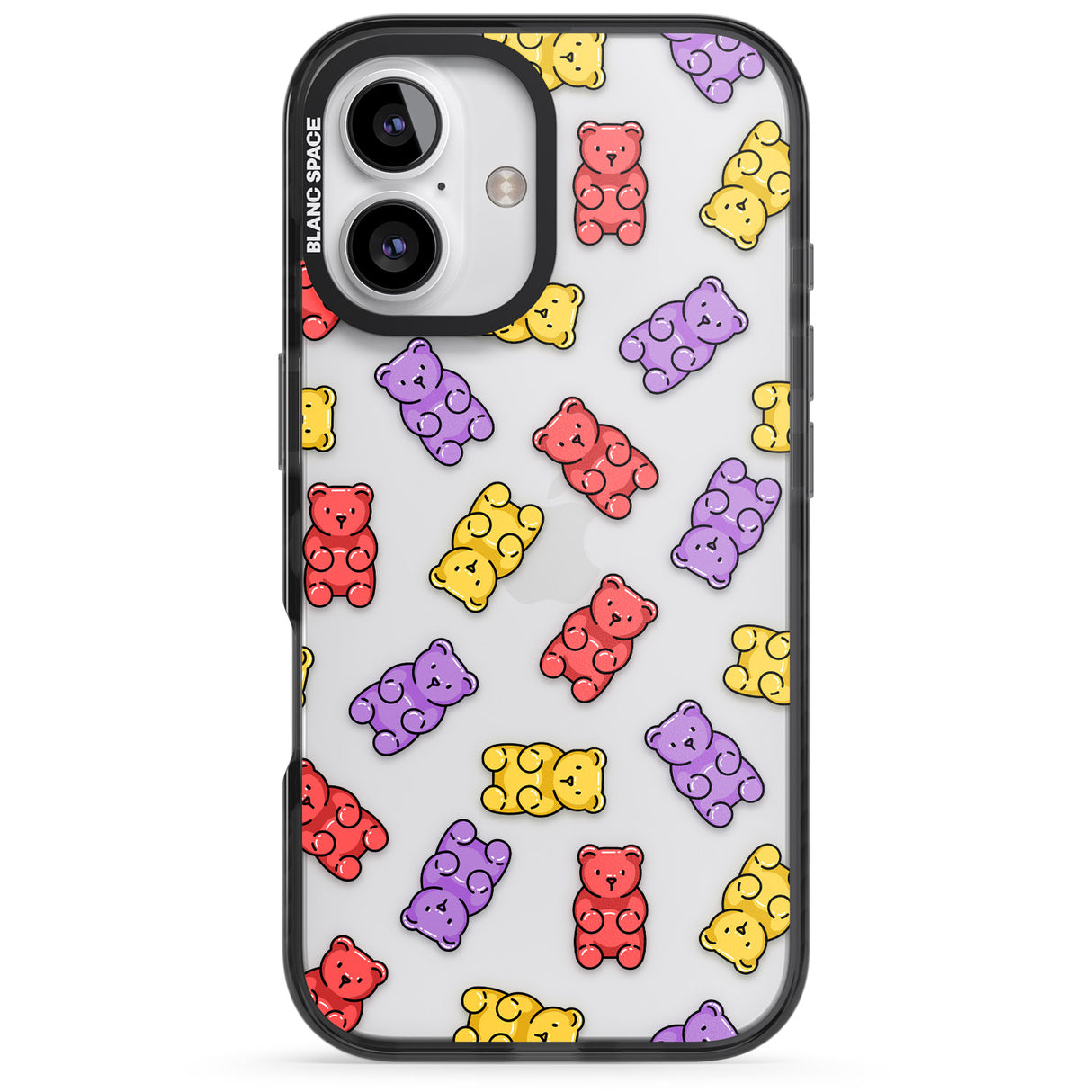 iPhone 16 Pro Max Gummy Bear Pattern Black Impact Phone Case