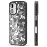 iPhone 16 Pro Max Dark Grey Cat Camouflage Pattern Black Impact Phone Case