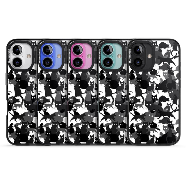 iPhone 16 Pro Max Black & White Cat Camouflage Black Impact Phone Case