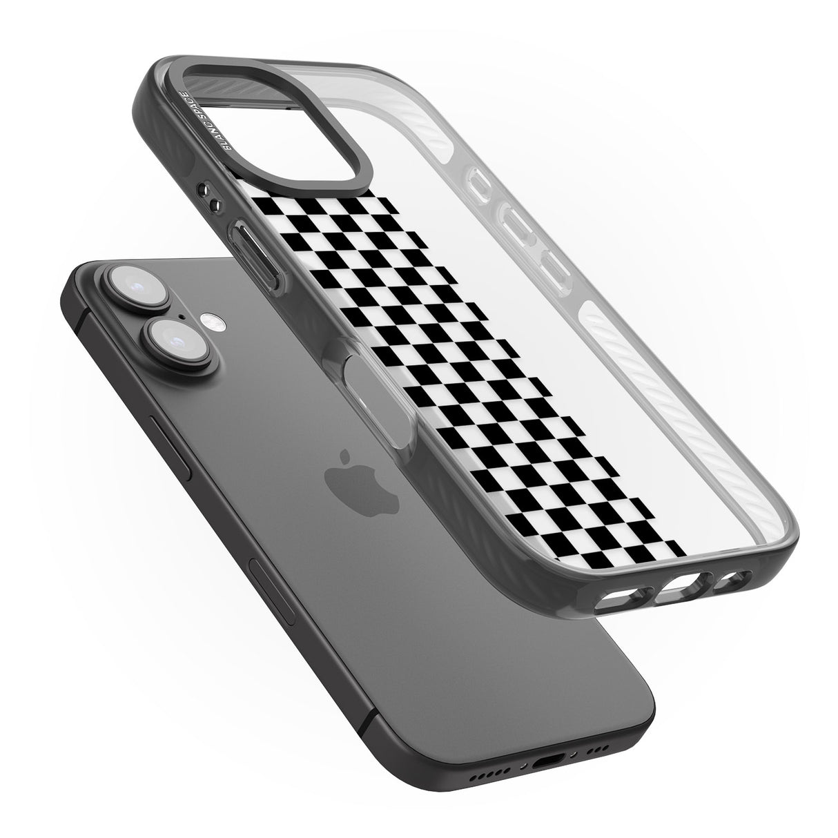 iPhone 16 Pro Max Checker: Half Black Check on Clear Black Impact Phone Case