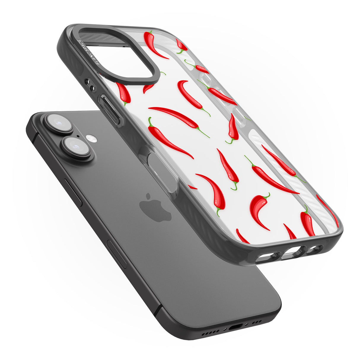 iPhone 16 Pro Max Chilli Pattern Black Impact Phone Case