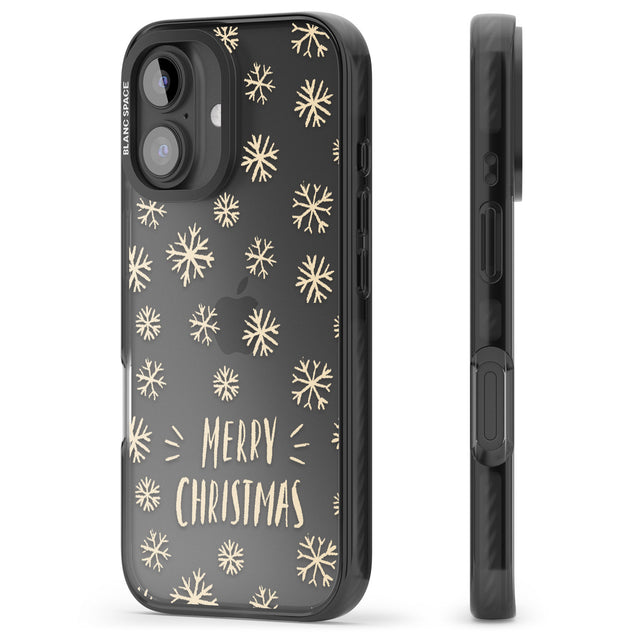 iPhone 16 Pro Max Christmas Snowflake Pattern Black Impact Phone Case