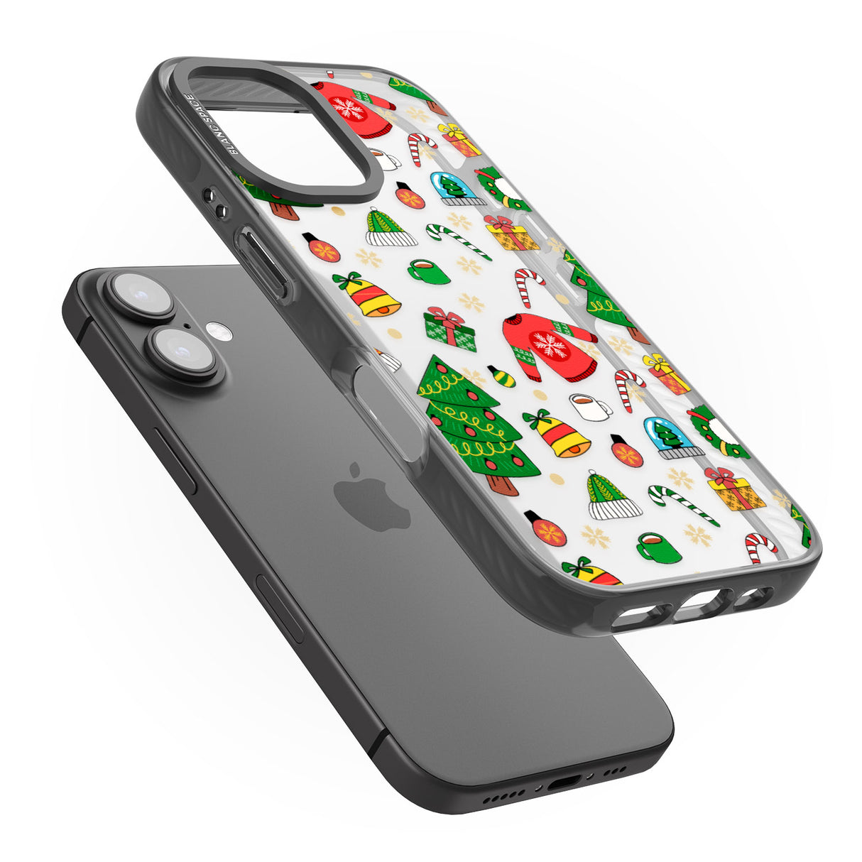 iPhone 16 Pro Max Christmas Mixture Pattern Black Impact Phone Case