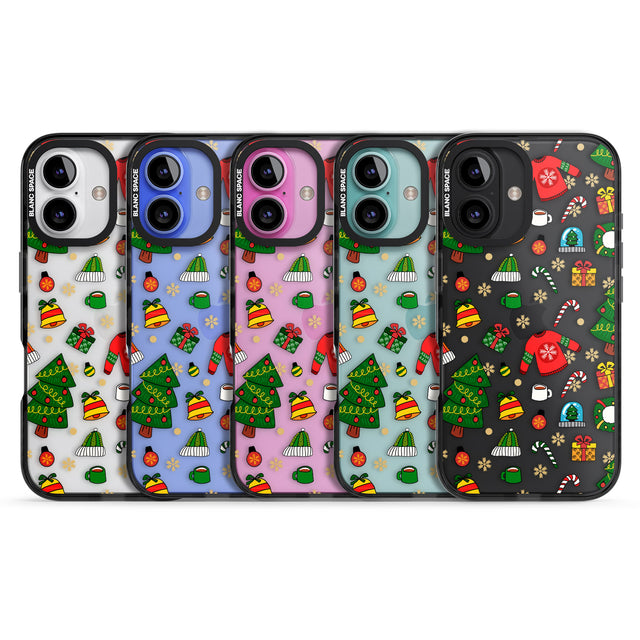 iPhone 16 Pro Max Christmas Mixture Pattern Black Impact Phone Case