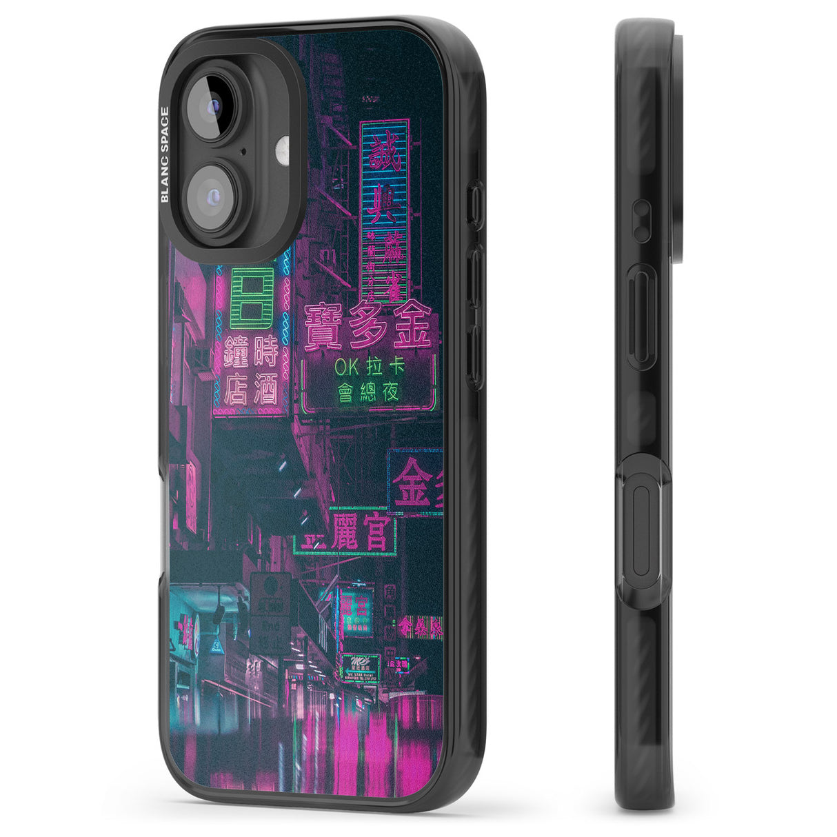 iPhone 16 Pro Max Rainy Reflections - Neon Cities Photographs Black Impact Phone Case