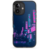 iPhone 16 Pro Max Pink & Turquoise - Neon Cities Black Impact Phone Case