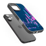 iPhone 16 Pro Max Pink & Turquoise - Neon Cities Black Impact Phone Case