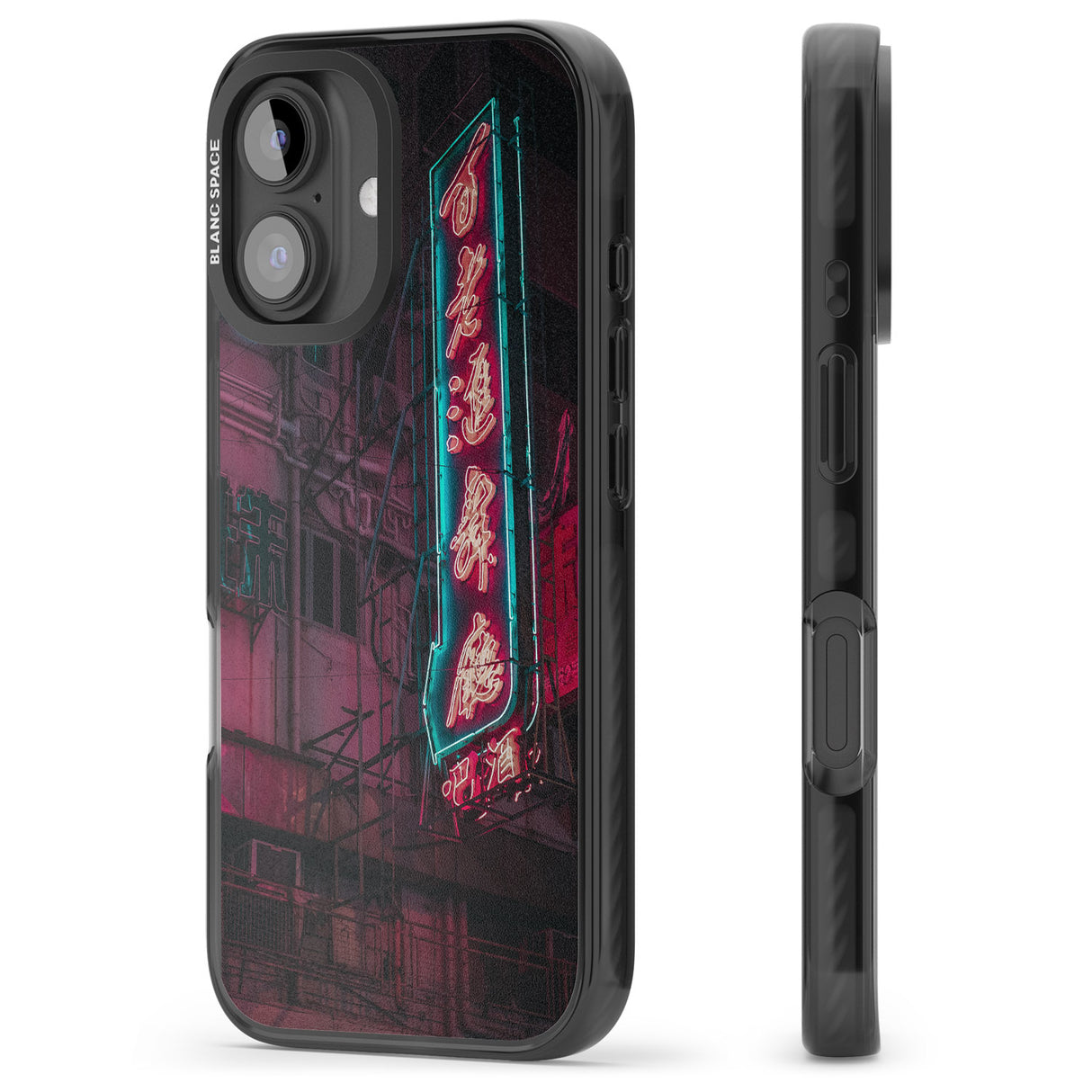 iPhone 16 Pro Max Large Kanji Sign - Neon Cities Photographs Black Impact Phone Case