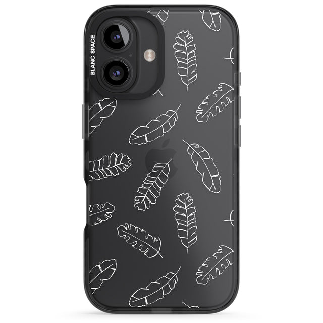 iPhone 16 Pro Max Clear Botanical Designs: Palm Leaves Black Impact Phone Case