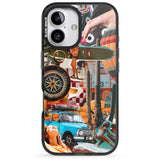 iPhone 16 Pro Max Vintage Collage: Road Trip Black Impact Phone Case