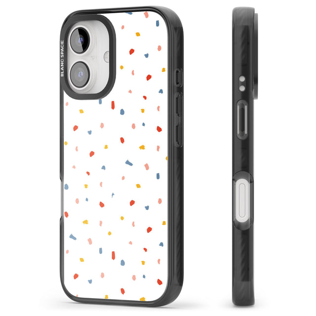 iPhone 16 Pro Max Confetti Print on Solid White Black Impact Phone Case