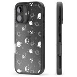 iPhone 16 Pro Max White Planets on Clear Black Impact Phone Case