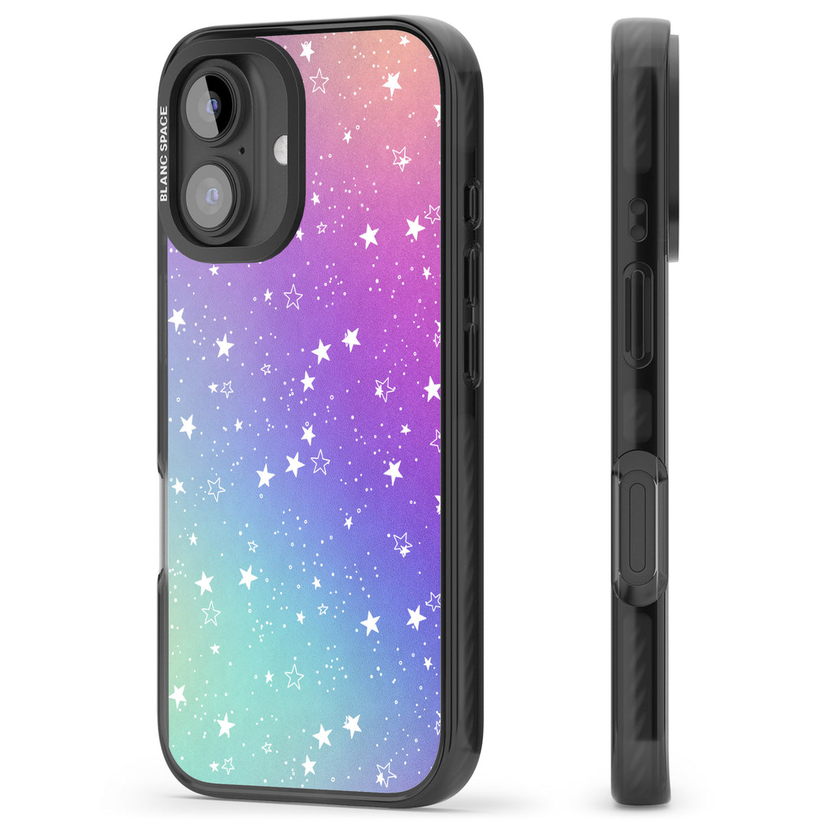 iPhone 16 Pro Max White Stars on Pastels Black Impact Phone Case