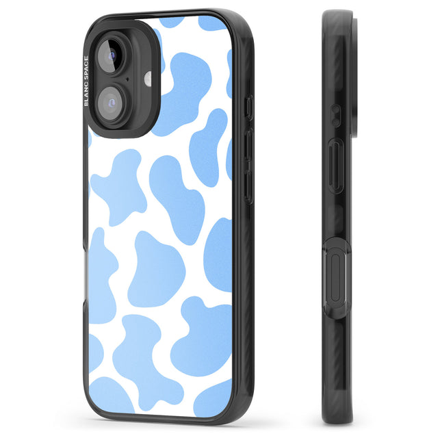 iPhone 16 Pro Max Blue and White Cow Print Black Impact Phone Case