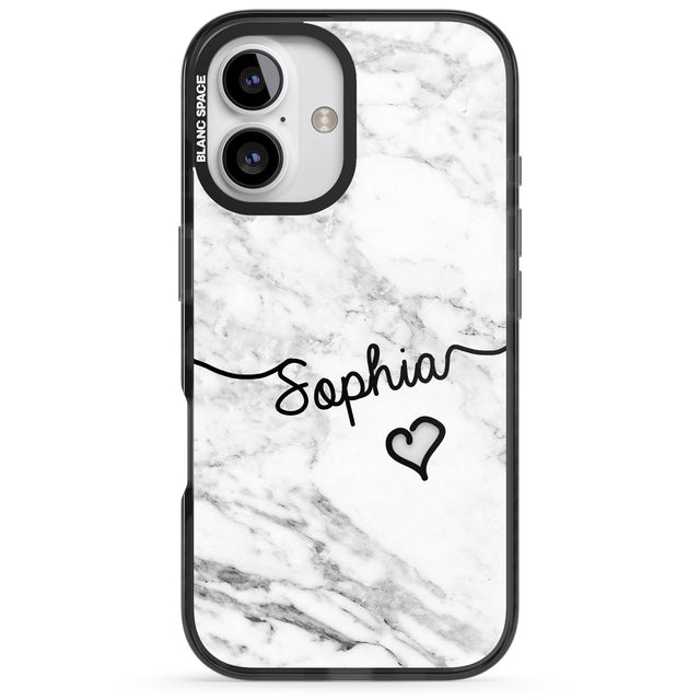 iPhone 16 Pro Max White Marble Black Impact Phone Case