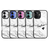 iPhone 16 Pro Max White Marble Black Impact Phone Case