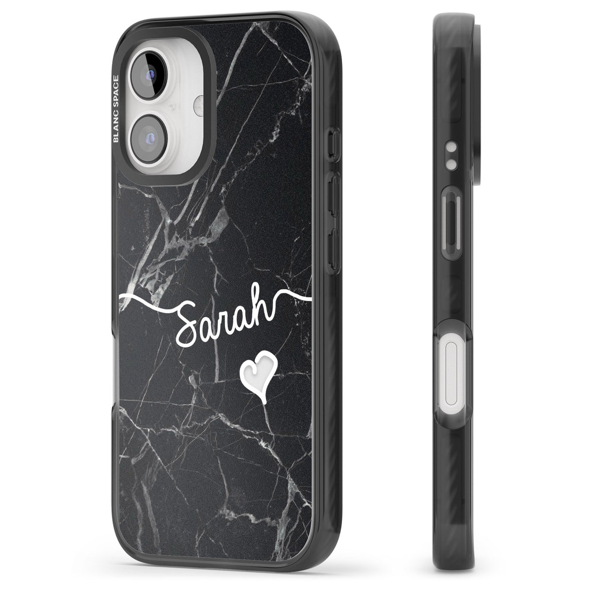 iPhone 16 Pro Max Black Marble Black Impact Phone Case