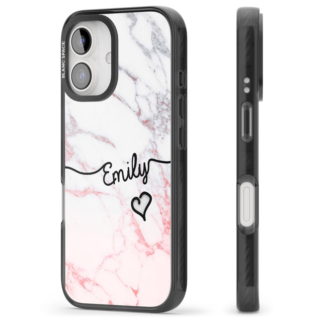 iPhone 16 Pro Max Pink Fade Marble Black Impact Phone Case