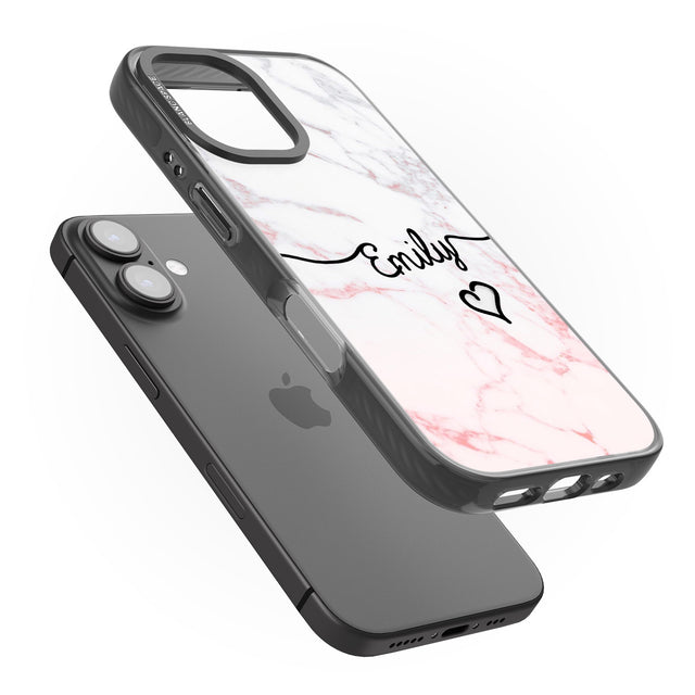 iPhone 16 Pro Max Pink Fade Marble Black Impact Phone Case