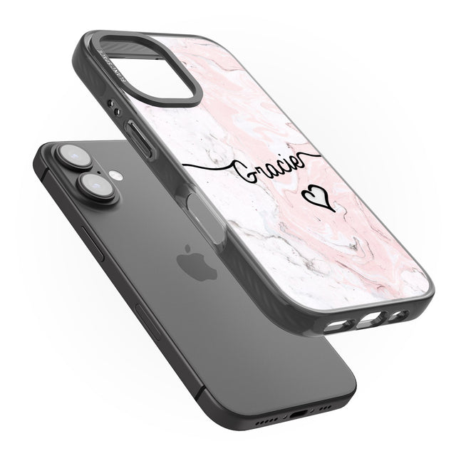 iPhone 16 Pro Max Pink Marble Black Impact Phone Case