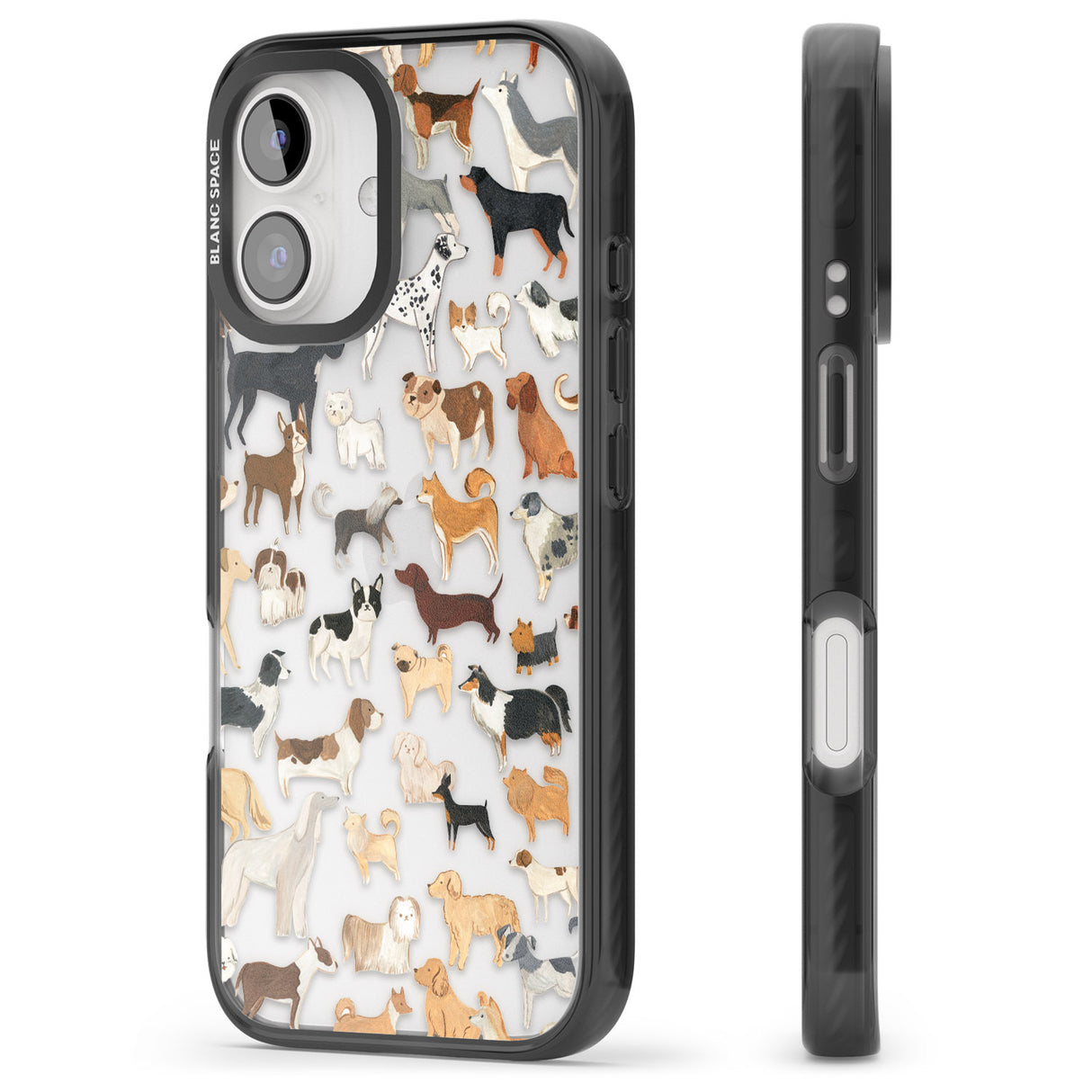 iPhone 16 Pro Max Hand Painted Dogs Black Impact Phone Case