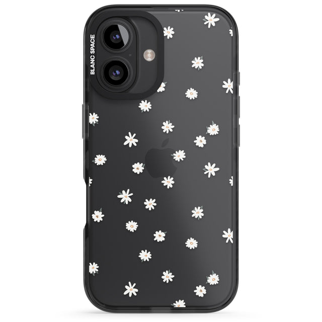 iPhone 16 Pro Max Painted Daises on Transparent Black Impact Phone Case