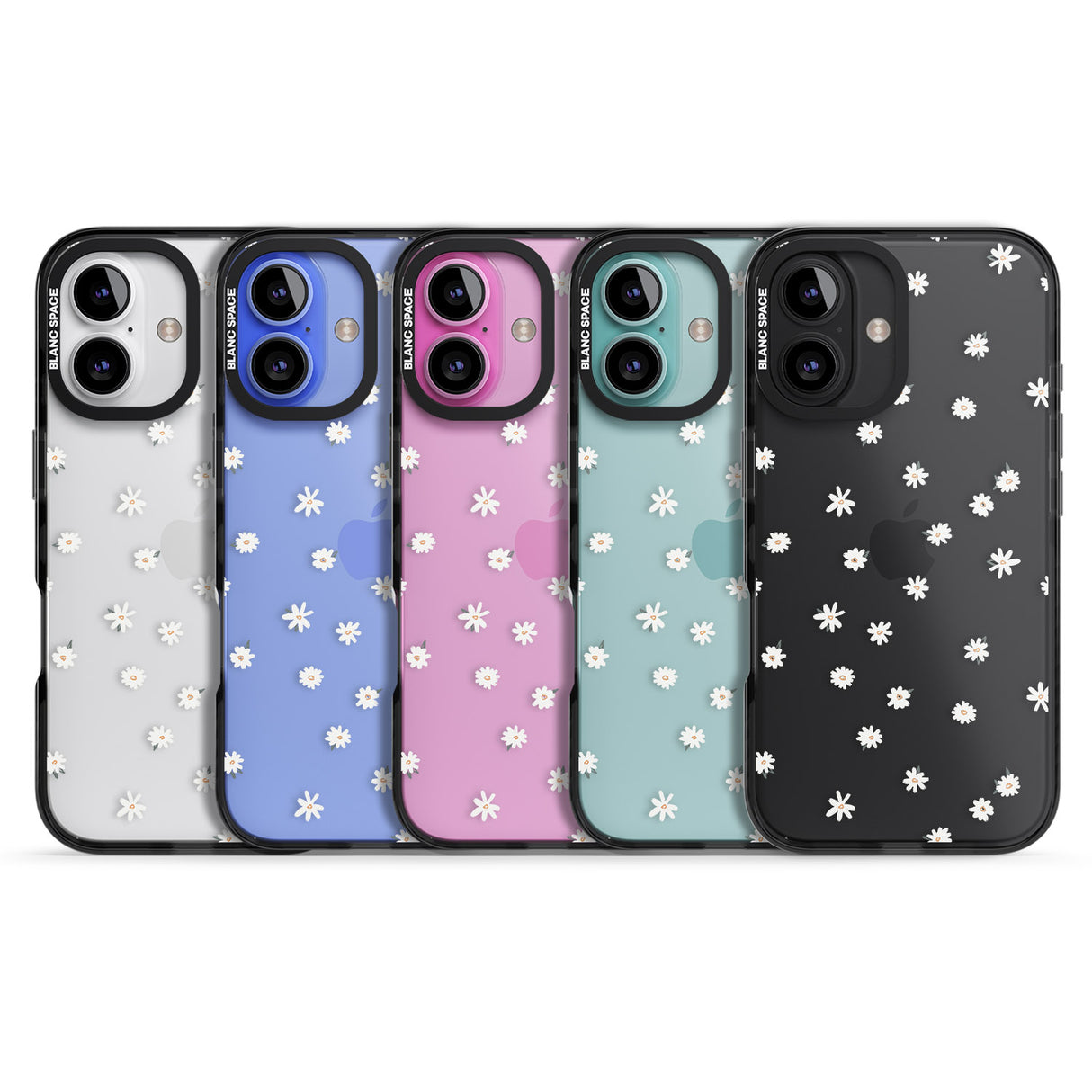 iPhone 16 Pro Max Painted Daises on Transparent Black Impact Phone Case