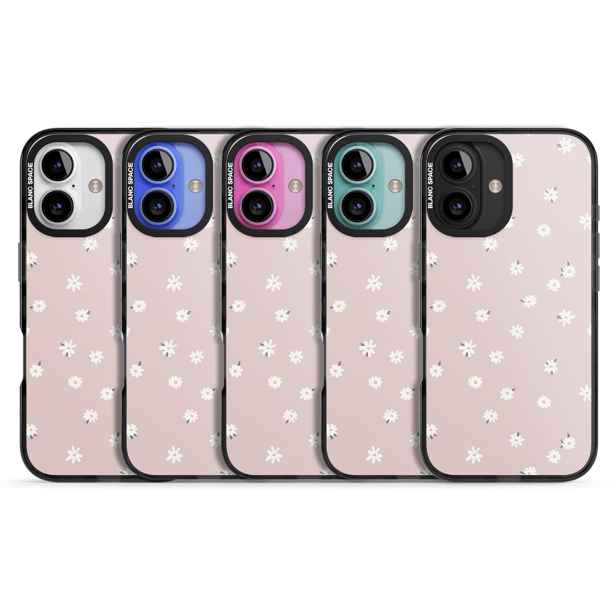 iPhone 16 Pro Max Painted Daises on Pink Black Impact Phone Case