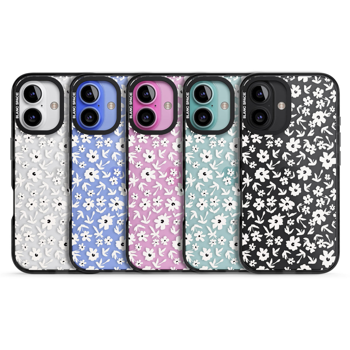 iPhone 16 Pro Max Floral Print on Transparent Black Impact Phone Case