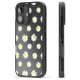 iPhone 16 Pro Max White Daisy Pattern (Clear) Black Impact Phone Case