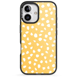 iPhone 16 Pro Max White on Yellow Dalmatian Polka Dot Spots Black Impact Phone Case