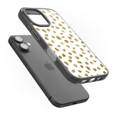 iPhone 16 Pro Max Gold Look on White Dalmatian Polka Dot Spots Black Impact Phone Case