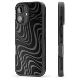 iPhone 16 Pro Max Abstract Waves Black Impact Phone Case