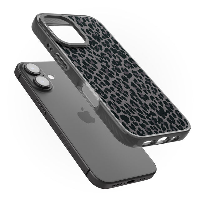 iPhone 16 Pro Max Dark Animal Print Pattern Small Leopard Black Impact Phone Case