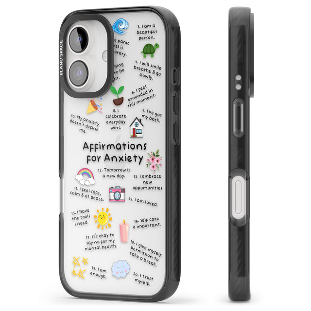 iPhone 16 Pro Max Anxiety Black Text Black Impact Phone Case