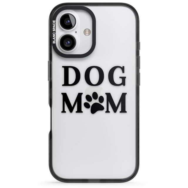 iPhone 16 Pro Max Dog Mom Paw Print Black Impact Phone Case