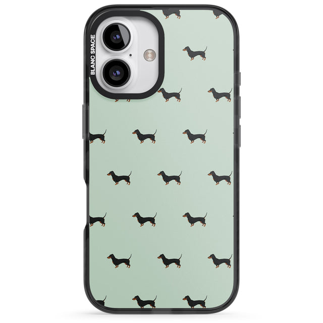 iPhone 16 Pro Max Dachshund Dog Pattern Black Impact Phone Case