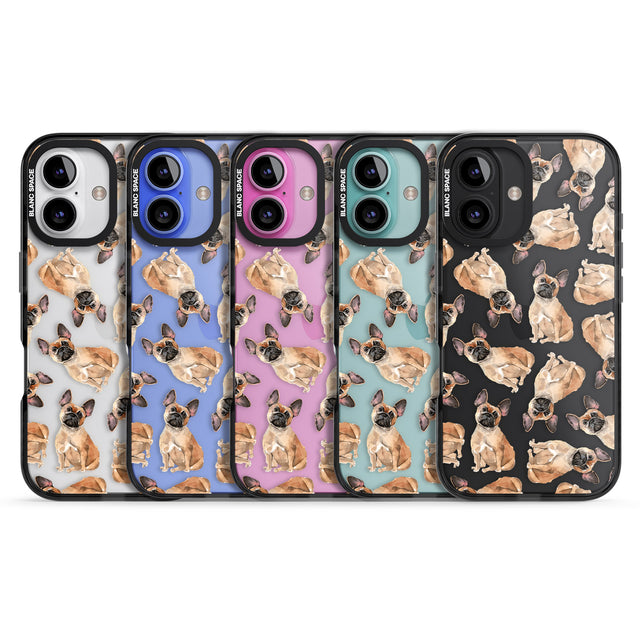 iPhone 16 Pro Max French Bulldog Watercolour Dog Pattern Black Impact Phone Case