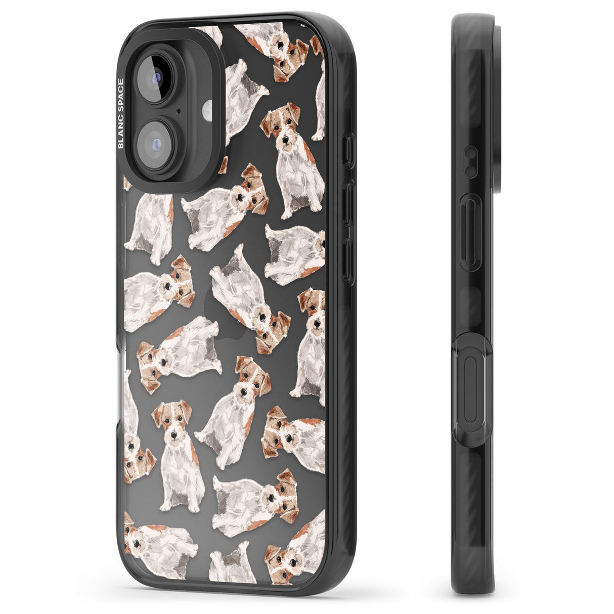 iPhone 16 Pro Max Wirehaired Jack Russell Watercolour Dog Pattern Black Impact Phone Case