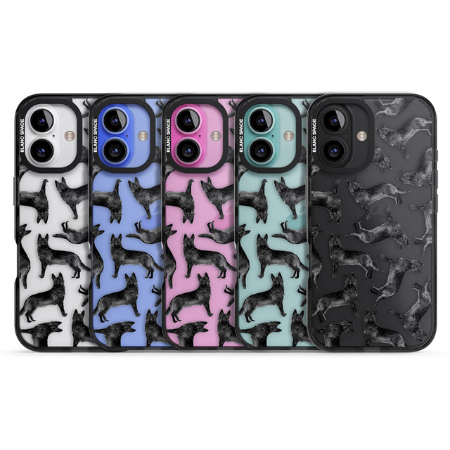 iPhone 16 Pro Max German Shepherd (Black) Watercolour Dog Pattern Black Impact Phone Case