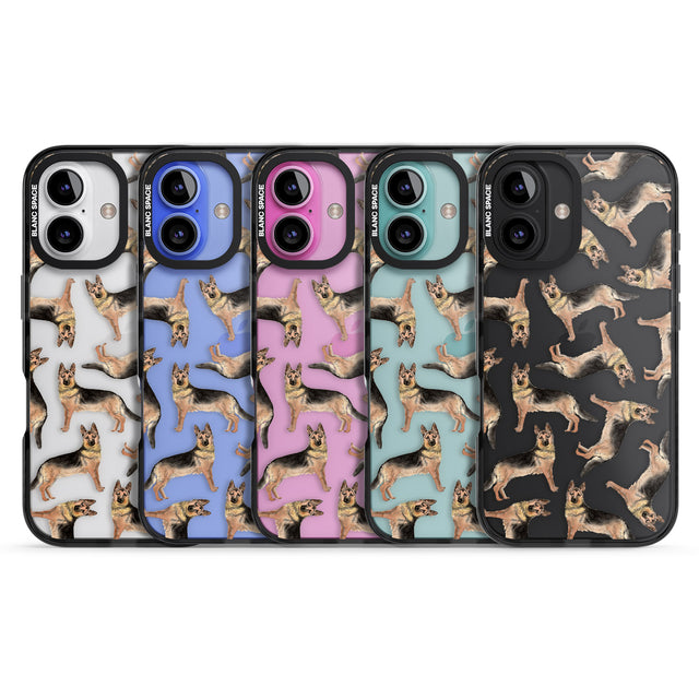 iPhone 16 Pro Max German Shepherd Watercolour Dog Pattern Black Impact Phone Case