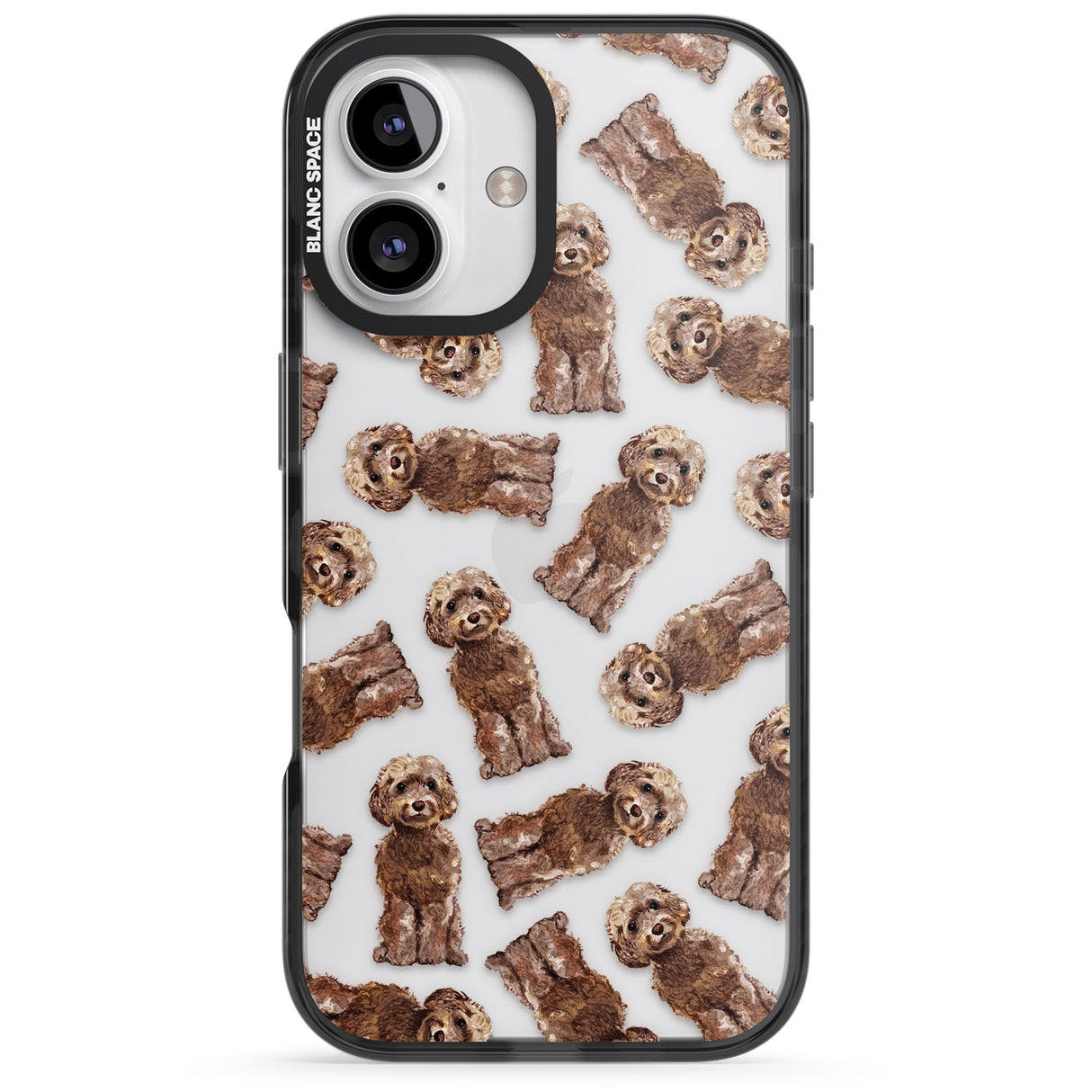 iPhone 16 Pro Max Cockapoo (Brown) Watercolour Dog Pattern Black Impact Phone Case