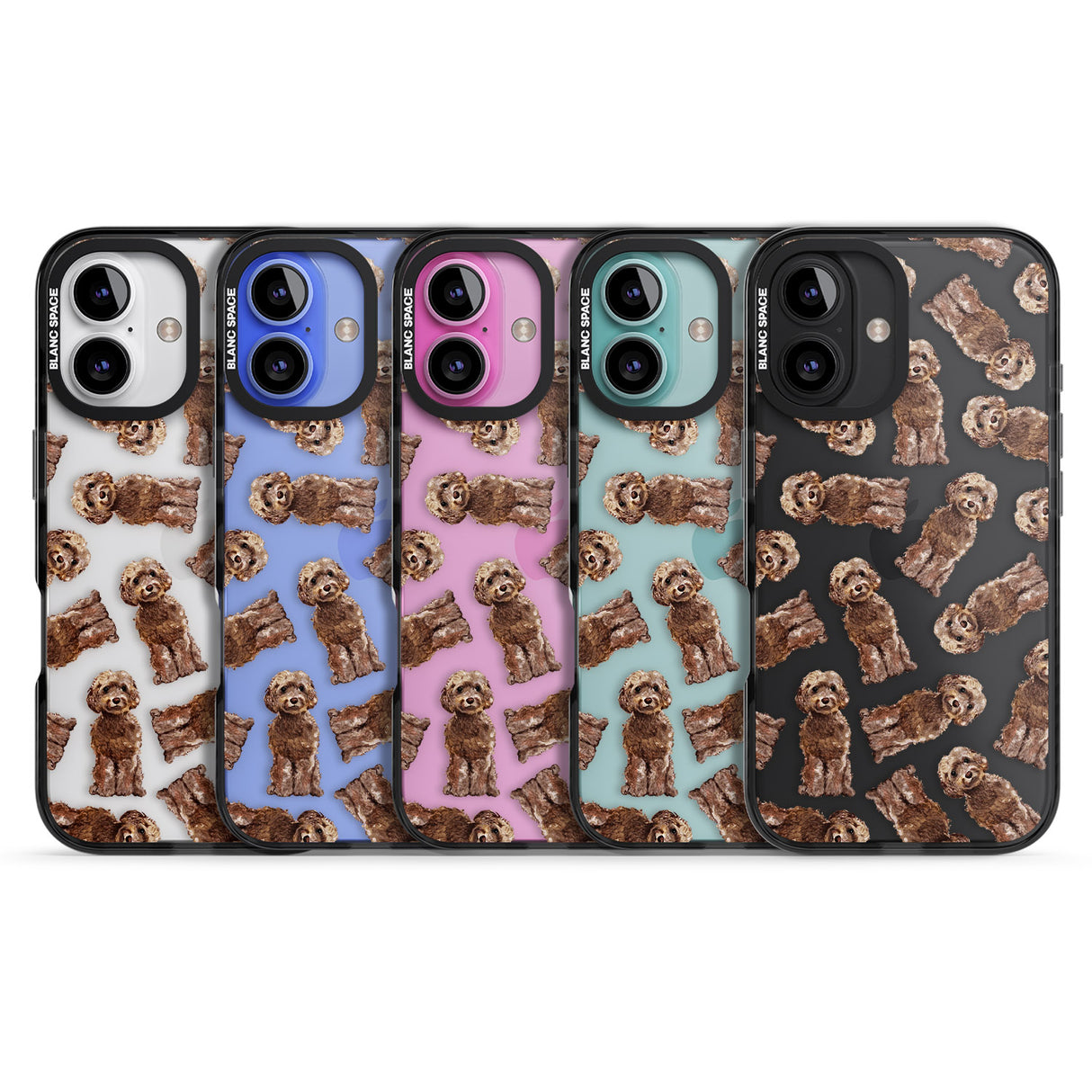 iPhone 16 Pro Max Cockapoo (Brown) Watercolour Dog Pattern Black Impact Phone Case